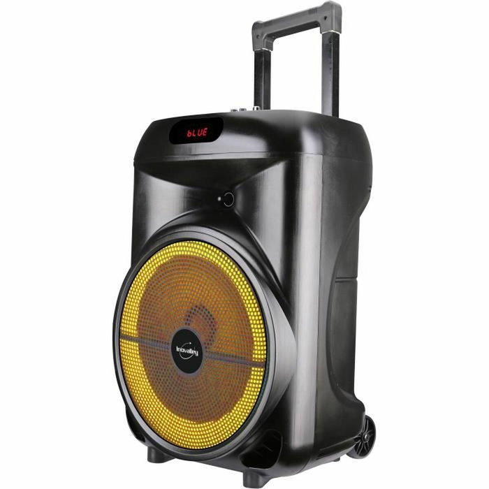 Inovalley KA122 Enceinte Bluetooth 700W Trolley avec Lumières LED RGB, Radio FM, Karaoké et Woofer 12"