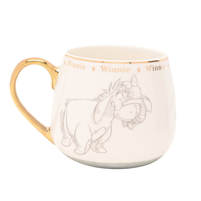 Disney Tasse Winnie l'Ourson en Porcelaine avec Illustrations et Détails Dorés