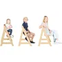 Roba LIV UP - Chaise haute évolutive bois naturel de 6 mois à 70 kg, siège et repose-pieds réglables, conforme EN 14988:2017+A1:2020, avec set organisateur inclus