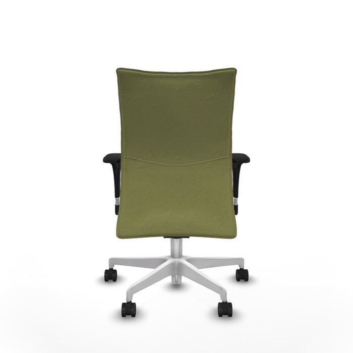 Piqueras Y Crespo Silla Albacete confidente, mécanisme Sincro, Vert olive, Base blanche Piqueras Y Crespo Silla Albacete confidente, mécanisme Sincro, Vert olive, Base blanche