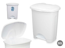 ARTE REGAL Poubelle à pédale en plastique Blanc 30L (Lot de 4)