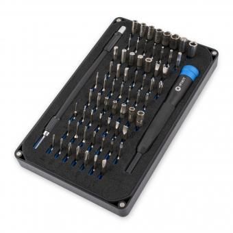 iFixit Kit de tournevis de précision 64 embouts avec manche ergonomique en aluminium, extension flexible et étui de rangement pour réparations électroniques