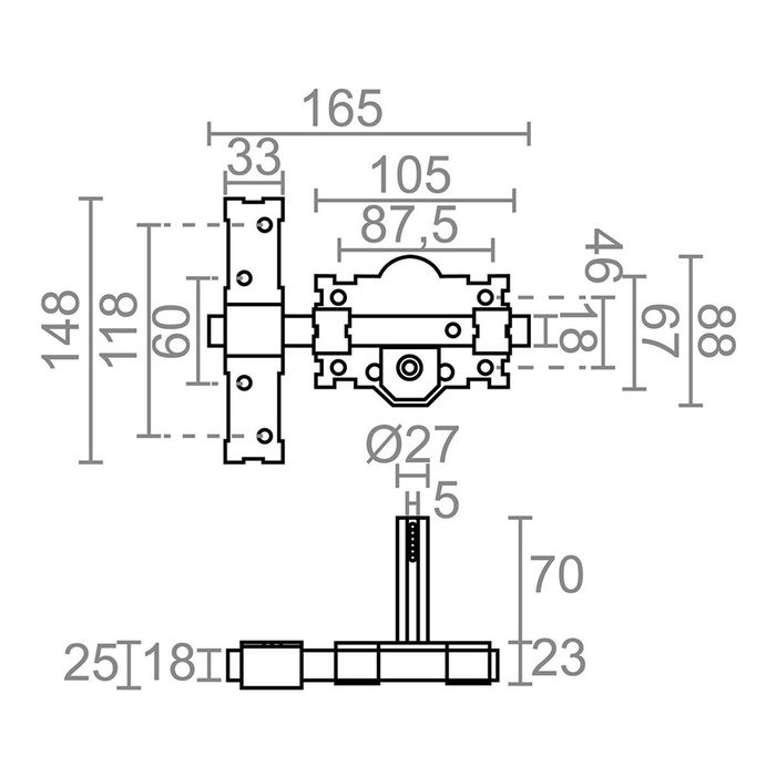 Serrure de sécurité Micel crr06 105b/70 Acier 70 mm Gris Recouvrir