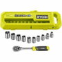 Ryobi Coffret de clé à cliquet 90 dents et 10 douilles 3/8'' RHRS11PC