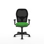 Chaise Alocén Synchro 3 positions tissu Vert Maille Noir Structure polyamide noire Accoudoir 1D Sans appui-tête Roulettes pour moquette