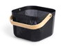 Kipit Cesta Multiusos Noire Carrée Avec Anse 26x18x25cm Plastique et Bois (Set de 12)