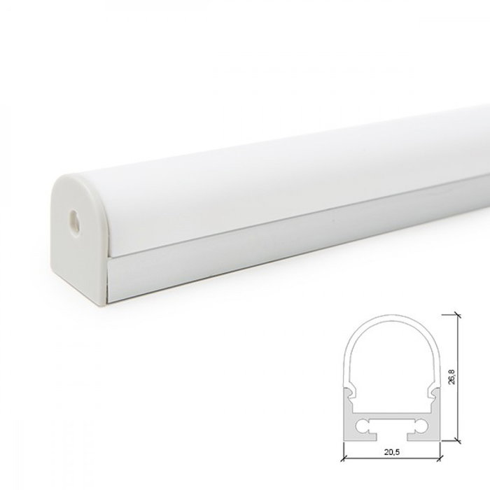 Greenice Profil Aluminium Incurvé Pour Bande LED Plafond/Pendaison Diffuseur laiteux LLE-ALP027 x 2M Greenice Profil Aluminium Incurvé Pour Bande LED Plafond/Pendaison Diffuseur laiteux LLE-ALP027 x 2M