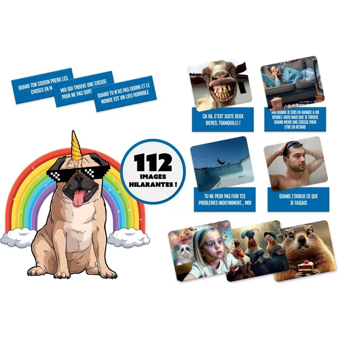 Liscianigiochi - LUDOTECA - Meme Pas Sérieux - Jeu de société d'humour et de création de memes pour 3 à 6 joueurs, dès 10 ans