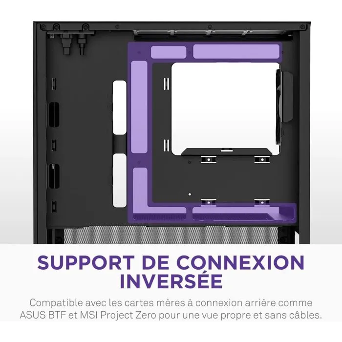 NZXT H3 Flow (CC-H31FB-01) - Boîtier PC moyen-tour Micro-ATX Noir avec excellente aération, support pour grand GPU et radiateur 280 mm