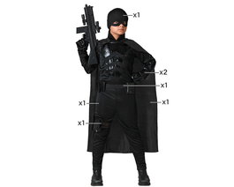 Déguisement Super Héros Noir Enfant 3-4 Ans - Complet avec Capuche, Cape et Ceinture - Polyester