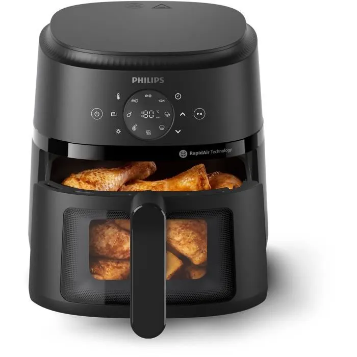 Philips Airfryer NA220 - Friteuse sans huile 4.2L - Série 2000 - 1500W - 13 modes de cuisson - Noir - Interface numérique avec fenêtre et 9 programmes