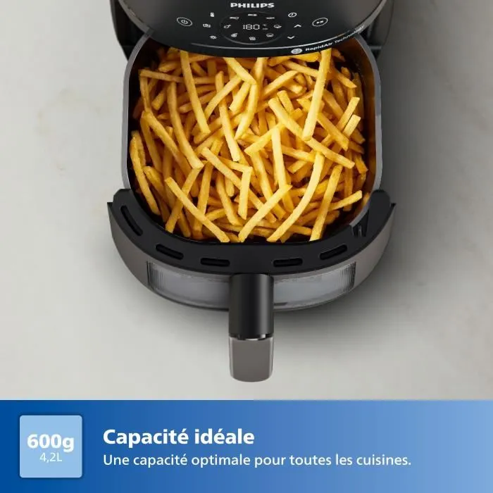 Philips Airfryer NA220 - Friteuse sans huile 4.2L - Série 2000 - 1500W - 13 modes de cuisson - Noir - Interface numérique avec fenêtre et 9 programmes
