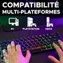 Clavier Gamer The G-Lab KEYZ HYDROGEN FR - Clavier Filaire Compact 60% - Rétroéclairage LED Arc-en-Ciel - Technologie Membrane Réactive et Silencieuse - Anti-Ghosting - Noir