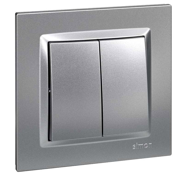 SIMON Double commutateur aluminium Série 10 F1090397026 SIMON Double commutateur aluminium Série 10 F1090397026