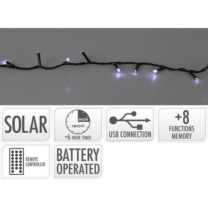 Lifetime Guirlande lumineuse LED Solaire Blanc froid 6500K 20 m