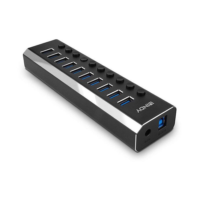 Lindy Hub USB 3.0 10 Ports avec Commutateurs On/Off Individuels et Alimentation 36W - Transfert jusqu'à 5Gbps Lindy Hub USB 3.0 10 Ports avec Commutateurs On/Off Individuels et Alimentation 36W - Transfert jusqu'à 5Gbps