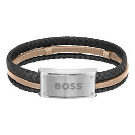 Boss Bracelet en cuir noir pour homme