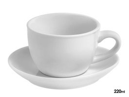 VESSIA Ensemble de tasse et soucoupe en porcelaine blanche 220ml