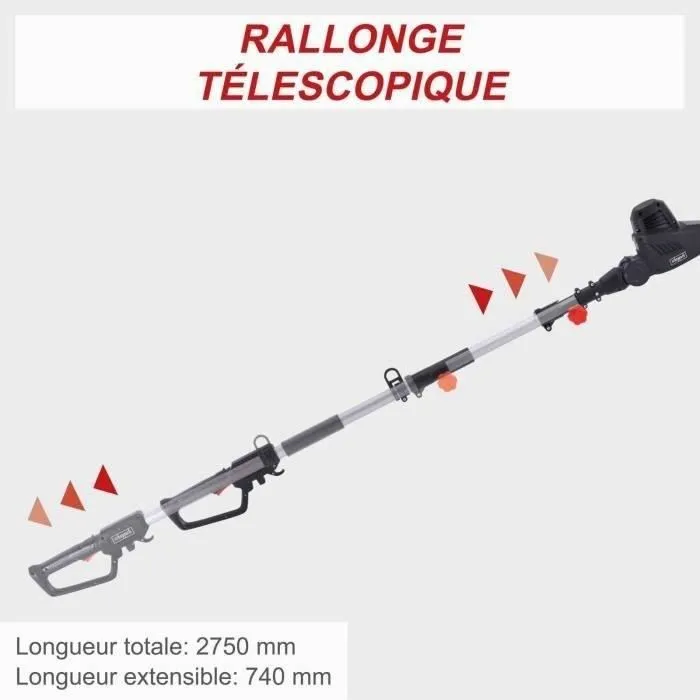 Scheppach ETHT500 Taille-haie électrique télescopique 500W, lame 55 cm, manche réglable, sans batterie Scheppach ETHT500 Taille-haie électrique télescopique 500W, lame 55 cm, manche réglable, sans batterie