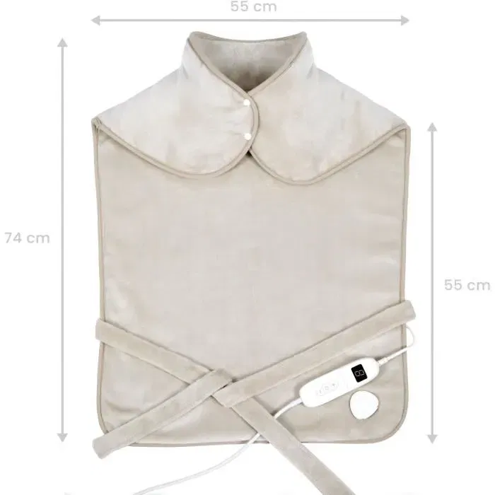 Livoo DOS218C Coussin chauffant dos et cervicales - 100 W - 60 x 90 cm - Flanelle - 9 niveaux de chaleur - Lavable machine 30°C