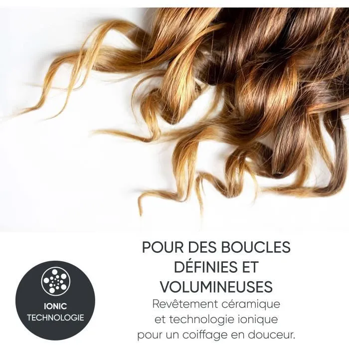 Severin LG 0822 Fer à Boucler Céramique 25 mm avec Technologie Ionique - 3 Températures (160/190/210 °C) - 1600 W - Câble Rotatif 360° - Noir