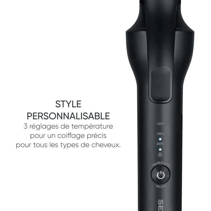 Severin LG 0822 Fer à Boucler Céramique 25 mm avec Technologie Ionique - 3 Températures (160/190/210 °C) - 1600 W - Câble Rotatif 360° - Noir