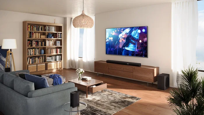 Hisense AX5100Q - Barre de son 5.1.2 canaux avec Dolby Atmos, DTS:X, caisson de basses et enceintes arrière sans fil, 340W, connexion HDMI ARC et Bluetooth
