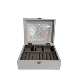 Boîte à bijoux Home ESPRIT Blanc Gris Bois MDF 22 X 19 X 7.5 CM