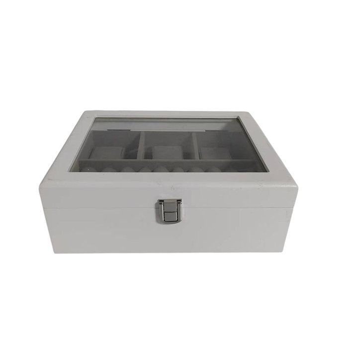 Boîte à bijoux Home ESPRIT Blanc Gris Bois MDF 22 X 19 X 7.5 CM