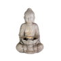 Lumineo Fontaine de jardin en céramique grise modèle Bouddha avec lumière LED chaude 28 x 29,5 x 45 cm