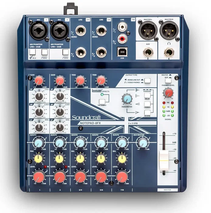 Soundcraft Notepad-8Fx Table de Mixage avec Interface Audio USB, Preamplis Professionnels et Effets Lexicon