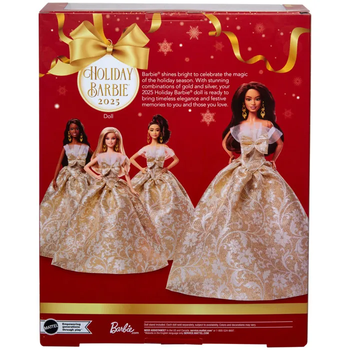 Barbie Poupée Joyeux Noël Châtain Robe de Soirée JBH97