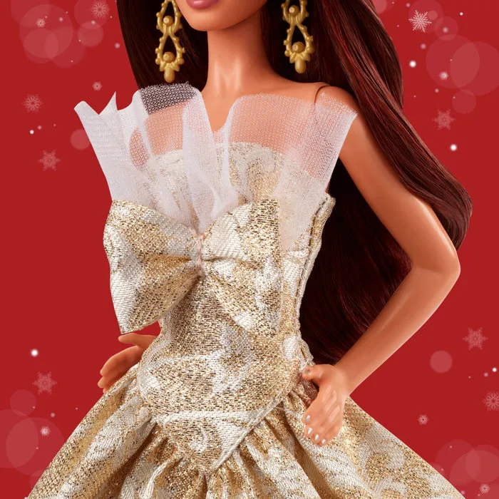 Barbie Poupée Joyeux Noël Châtain Robe de Soirée JBH97