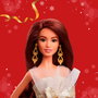 Barbie Muñeca Holiday Morena JBH97 Mattel - Poupée avec certificat, cheveux bruns, robe dorée et argentée