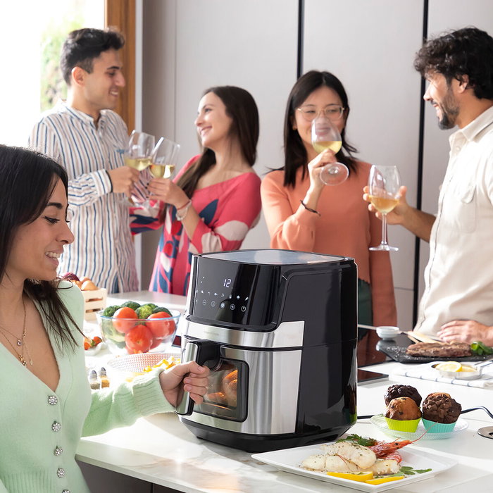 Friteuse à Air InnovaGoods Fryinn View 6500 Noir 1700 W 6,5 L Acier inoxydable Friteuse à Air InnovaGoods Fryinn View 6500 Noir 1700 W 6,5 L Acier inoxydable