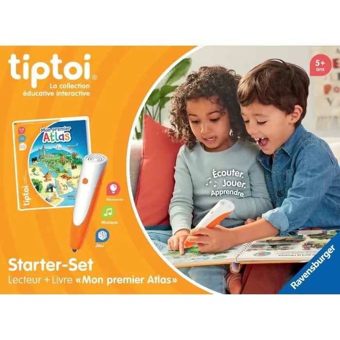 Ravensburger Tiptoi Starter Atlas Lecteur et Livre Mon Premier Atlas Jeu Éducatif Électronique Sans Écran À Partir de 5 Ans Version Française 00177