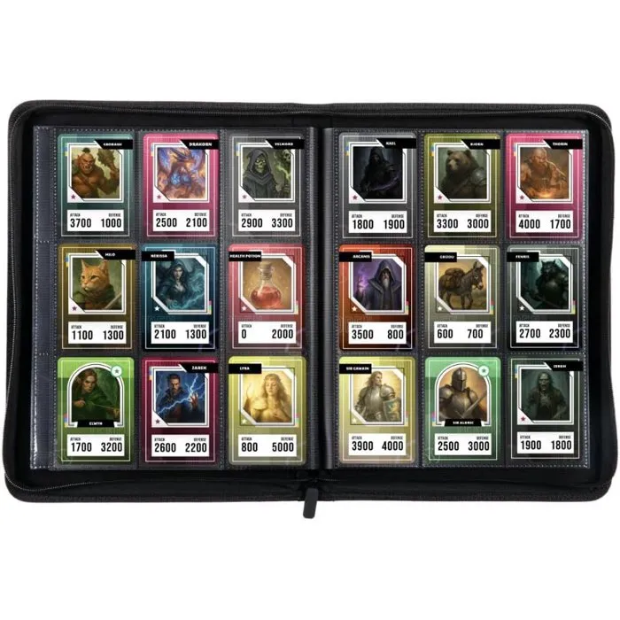 Konix Album Premium de collection - 360 cartes - 9 pochettes 63 x 88 mm par page - Pour Magic The Gathering, Pokémon, Yu-Gi-Oh! - Noir Konix Album Premium de collection - 360 cartes - 9 pochettes 63 x 88 mm par page - Pour Magic The Gathering, Pokémon, Yu-Gi-Oh! - Noir
