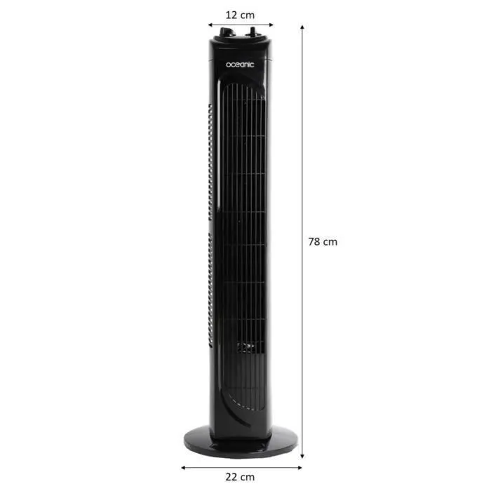Oceanic Ventilateur Colonne Oscillant Noir - 40W, 78 cm, 3 Vitesses, Minuterie - Rafraîchisseur d'Intérieur Oceanic Ventilateur Colonne Oscillant Noir - 40W, 78 cm, 3 Vitesses, Minuterie - Rafraîchisseur d'Intérieur