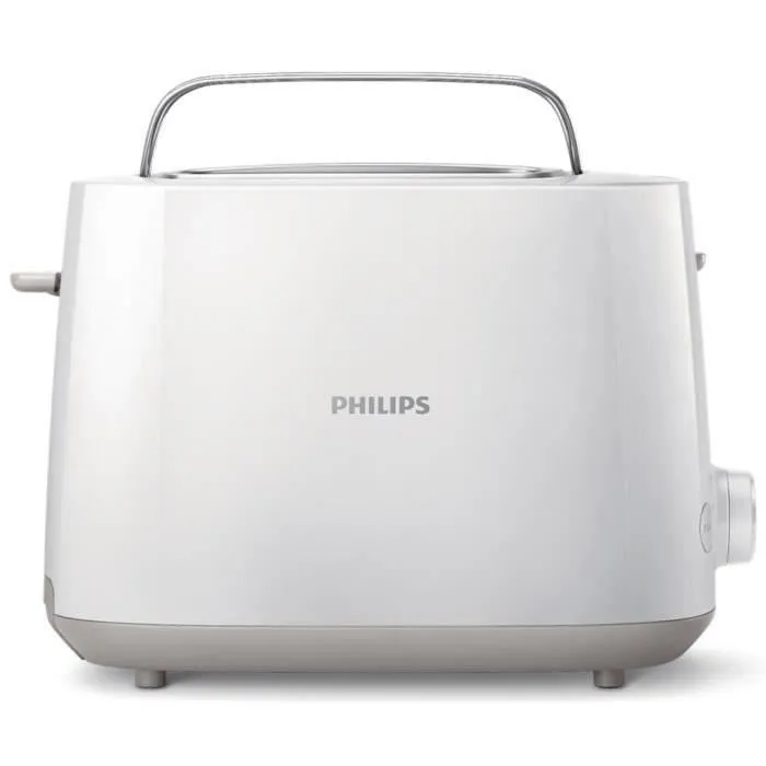 Philips HD2581/00 Grille-pain Blanc 830W - 2 fentes larges avec 8 niveaux de dorage, fonction réchauffe-viennoiseries et centrage automatique