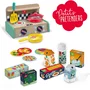 SES - Kit de jeu de cuisine Petits pretenders pour enfants 3 ans et plus, avec cuisine en bois, poêle, casserole et accessoires