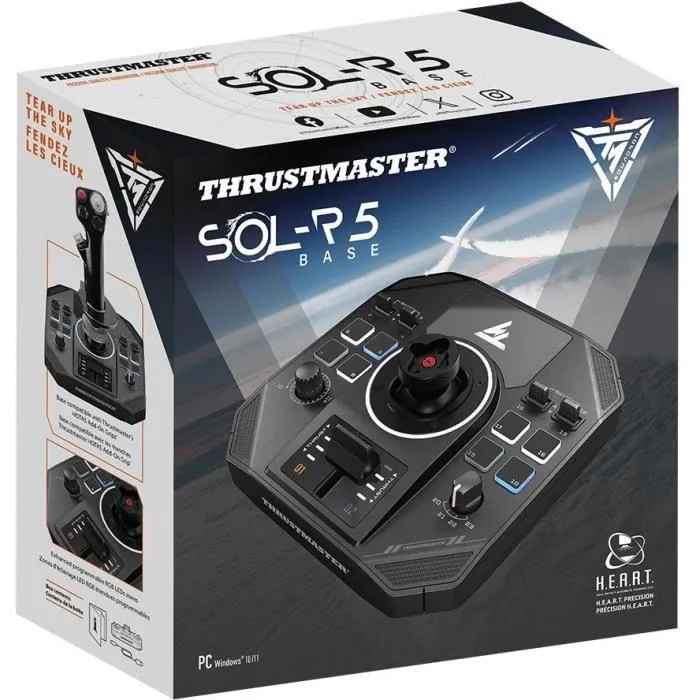 Thrustmaster Base Sol-R 5 Modulaire Multi-Simulation avec Technologie HEART - Compatible Windows 10/11 et Logiciel TARGET - Utilisation avec Grips Existant et Futurs