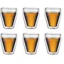 Bodum - Set de 6 verres à double paroi Titlis - 0.25 L (25 cl) - Verre borosilicate transparent - Isolation thermique pour café, thé et cocktails - Lavable au lave-vaisselle