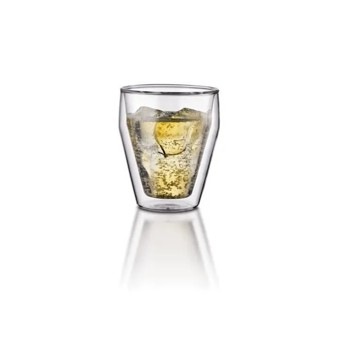 Bodum - Set de 6 verres à double paroi Titlis - 0.25 L (25 cl) - Verre borosilicate transparent - Isolation thermique pour café, thé et cocktails - Lavable au lave-vaisselle
