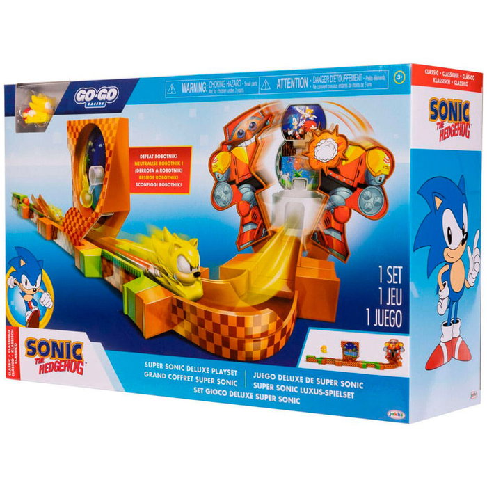 JAKKS PACIFIC Playset Super Sonic Deluxe Go Go Racers - Jeu de figurines et véhicules Sonic the Hedgehog