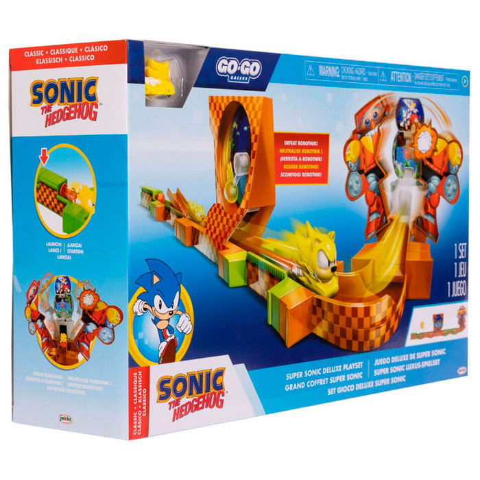 JAKKS PACIFIC Playset Super Sonic Deluxe Go Go Racers - Jeu de figurines et véhicules Sonic the Hedgehog