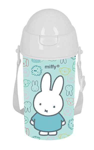 Safta Gourde isotherme Miffy Friends 500 ml avec ouverture automatique et paille - Dimensions 7,3x19,5x7,3 cm