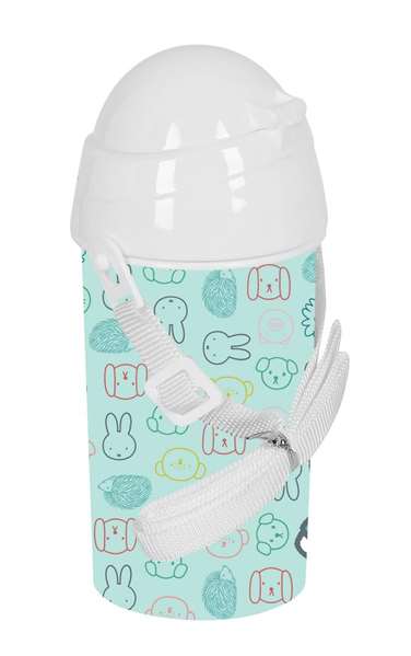 Safta Gourde isotherme Miffy Friends 500 ml avec ouverture automatique et paille - Dimensions 7,3x19,5x7,3 cm