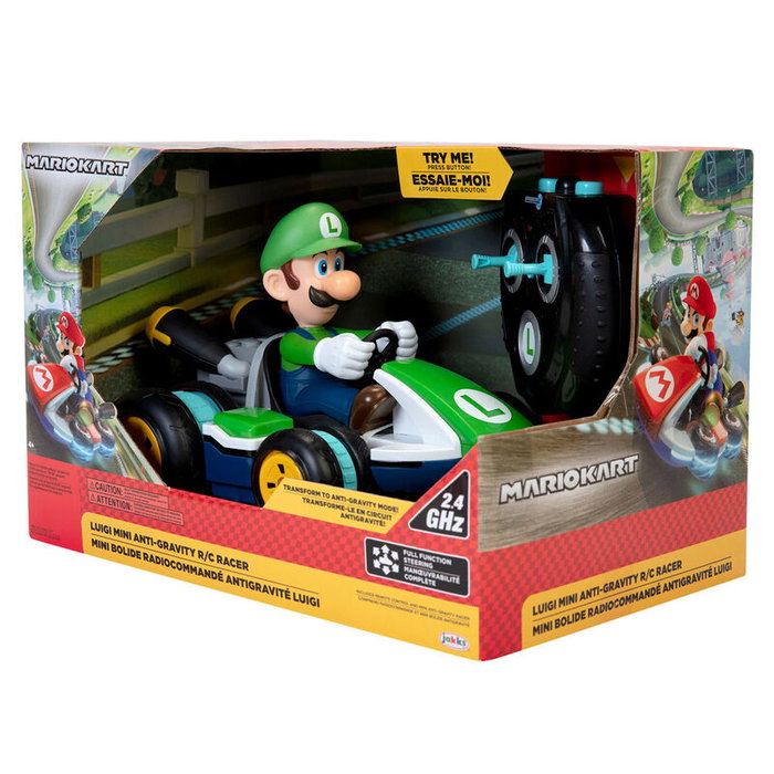 JAKKS PACIFIC - Voiture Mini RC Racer Luigi Mario Kart Nintendo - Télécommande radio contrôle - Taille 20 cm