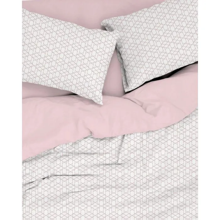 Parure de lit 1 housse de couette 140 x 200 cm + 1 taie d'oreiller 60 x 60 cm - 100% coton renforcé - Rose
