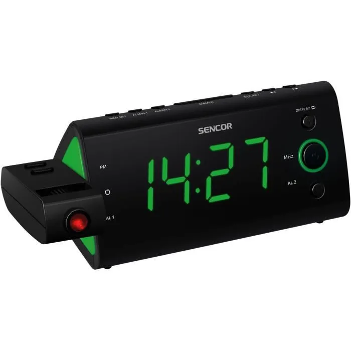 Sencor SRC 330 GN - Radio-réveil Noir avec Projection Sencor SRC 330 GN - Radio-réveil Noir avec Projection